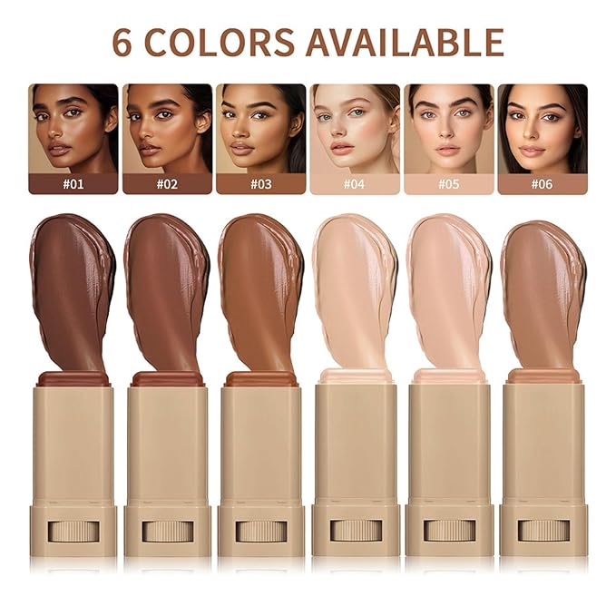Multi-Use Foundation Stick Beauty Balm Serum Boosted Skin Tint, On-The-Go Tinted Solid Serum, Lightweight and Buildable Creamy Skin Tint Stick Makeup, Natural Finish(01#)