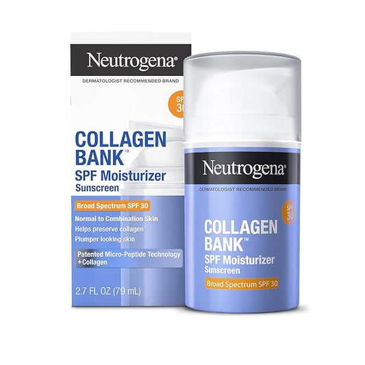 Neutrogena Collagen Bank Face Moisturizer with SPF 30 Sunscreen, Larger Size Anti-Aging Face & Neck Collagen Cream, Micro-Peptide, Support & Defend Skin’s Natural Collagen, 2.7 fl oz