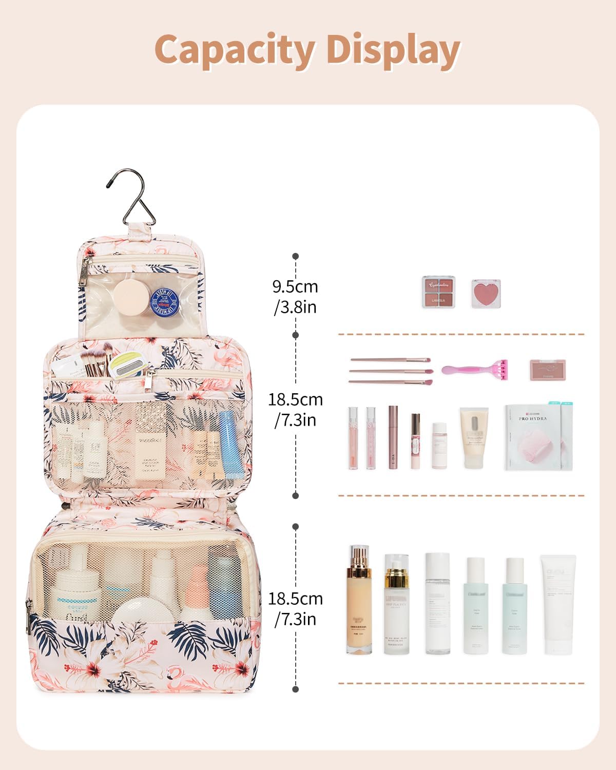 Narwey Small Hanging Travel Toiletry Bag for Women, Travel Bag for Toiletries, Makeup Bag Organizer Cosmetic Bags Make Up Bags for Girls