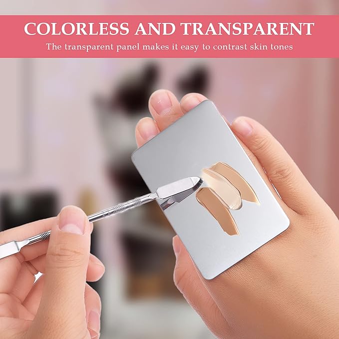Makeup Mixing Palette Stainless Steel Foundation Palette with Spatula Professional Cosmetic Palette for Mixing Foundation Eye Shadow Nail DIY Art