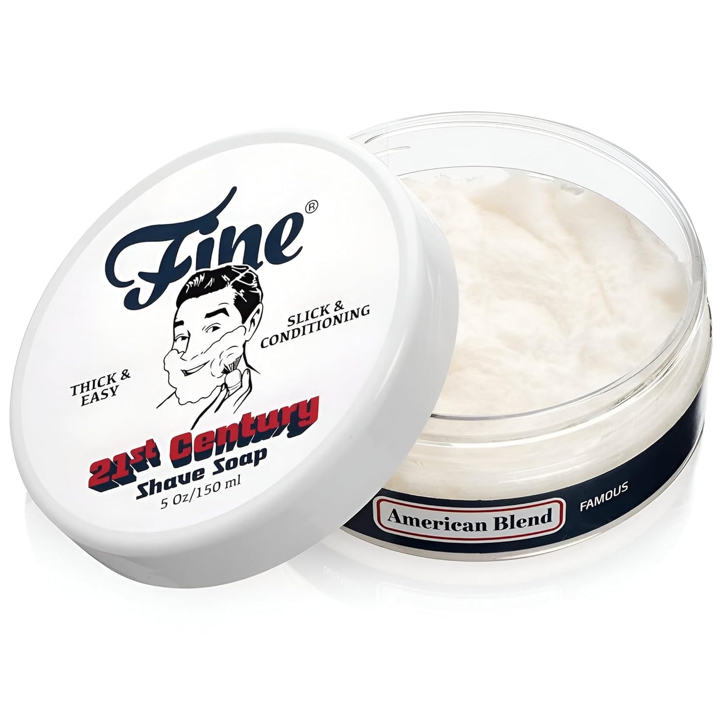 Mr. Fine 21C Men’s Shaving Soap, Builds Thick & Easy Lather, Protects From Razor Burn & Irritation, No Artificial Colors, Made In Italy, 5oz. (150ml), American Blend