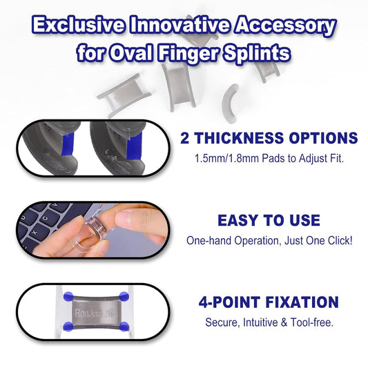 8Pcs Clear Oval Finger Splints & Click-Lock Adjustment Kit, 4 Graduated Finger Ring Splint & 4 Splint Adjustment, Finger Braces for Arthritis, Mallet, Straightening, Support (Size 11-14)