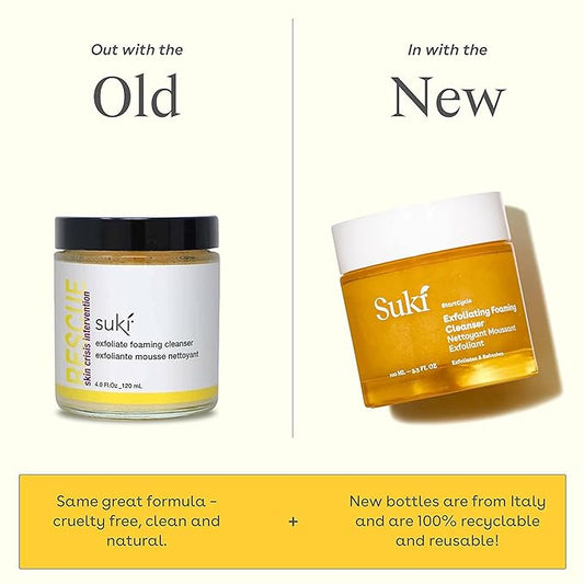 Face Scrub Exfoliating Face Wash | Suki Skincare Exfoliate Foaming Cleanser, Gentle Daily Scrub with Colloidal Oat & Raw Sugar, Natural Deep Pore Cleaner & Microdermabrasion Facial Exfoliator 3.38 oz
