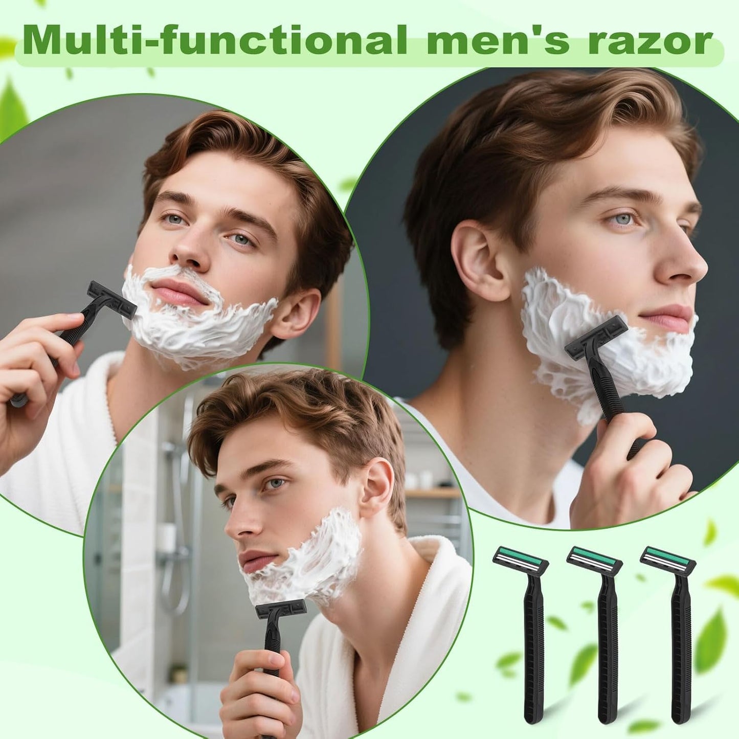 Disposable Twin Blade Razors in Bulk, Individually Wrapped - Clear Safety Cap, For Homeless, Hotel, Airbnb, Travel (pack of 30,black)