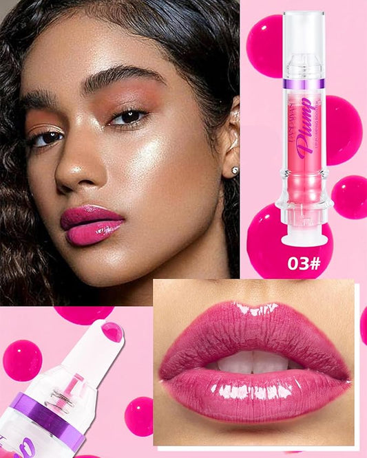 Spicy Lip Plumping Booster,Plumping Lip Oil with Chili Extract,High-Shine Smooth Fuller Lips,Hydrating Pink LIp Goloss Lip Glaze,Plump and Pout Lip Plumper Lipstick,Christmas Makeup Gift for Women-03#