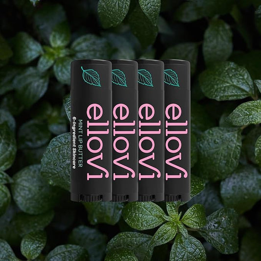 Natural Lip Butter Lip Balm - Mint - Pure Enough to Eat - Made With Just 6 Vegan Ingredients - Moisturizing Lip Care for All Day Hydration (4-Pack)