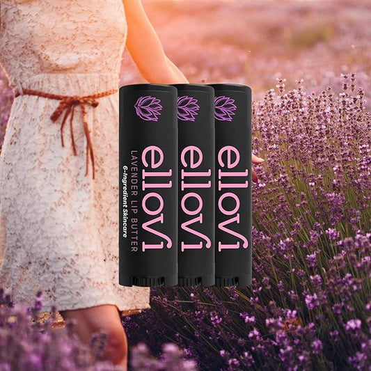 Natural Lip Butter Lip Balm - Lavender - Pure Enough to Eat - Made With Just 6 Vegan Ingredients - 100% Natural & Organic Moisturizing Lip Care for All Day Hydration (3-Pack)