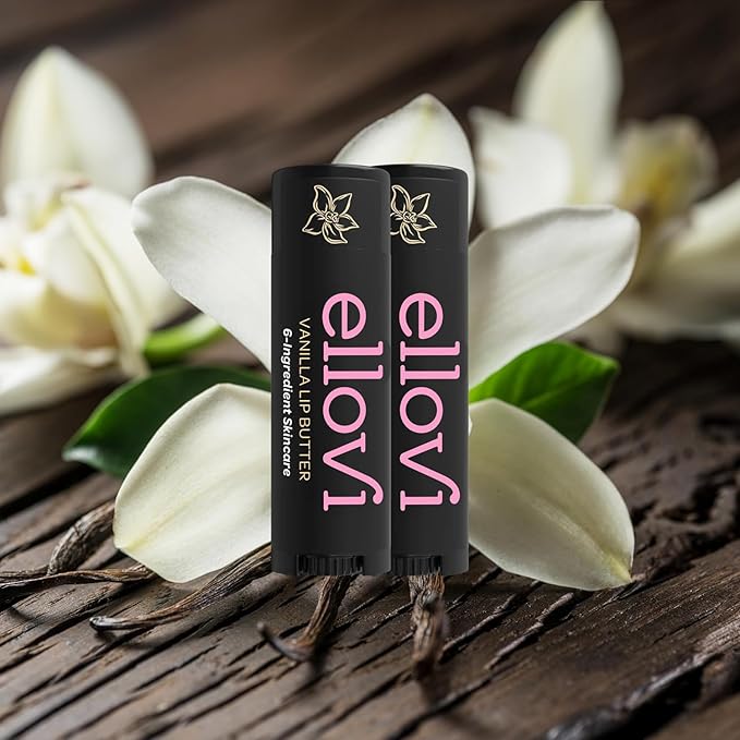 Natural Lip Butter Lip Balm - Vanilla - Pure Enough to Eat - Made With Just 6 Vegan Ingredients - 100% Natural & Organic Moisturizing Lip Care for All Day Hydration (2-Pack)