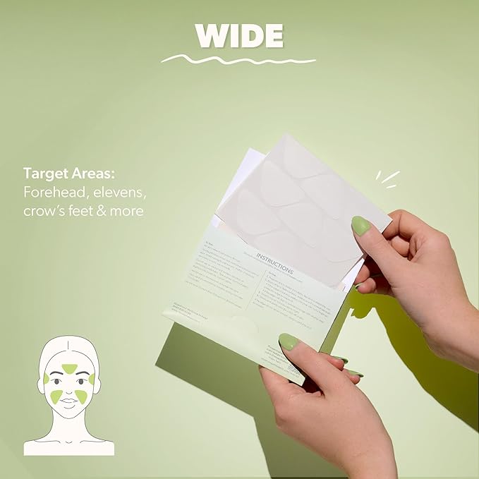 Smoothies Wide Wrinkle Patches for Face Overnight - Facial Patches for Elevens, Crows Feet and more, 144 Facial Adhesives per Box - Face Tape, Made in the USA