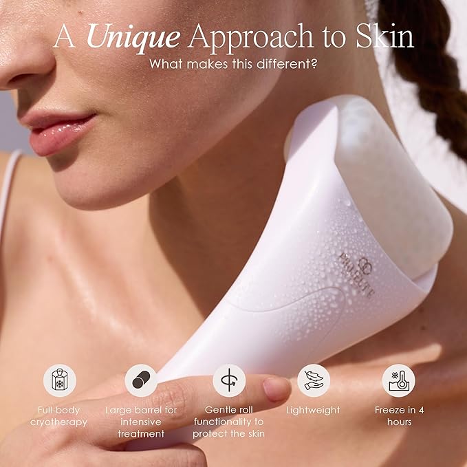 The Ice Roller by Project E Beauty | Cryotherapy Treatment | Facial Massage | Reduce Under Eye Puffiness, Dark Circles | Muscle Soreness Pain Relief Redness