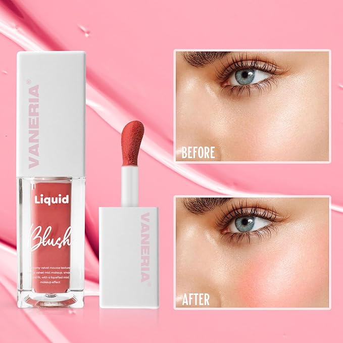 VANERIA Liquid Blush for Cheeks,Long lasting High Pigment Creme Blush,Multi-Use Makeup Blush Stick for Cheeks Lips Eyes,Natural Look Makeup Face Blushes.#4 (5g/0.17oz) ﻿