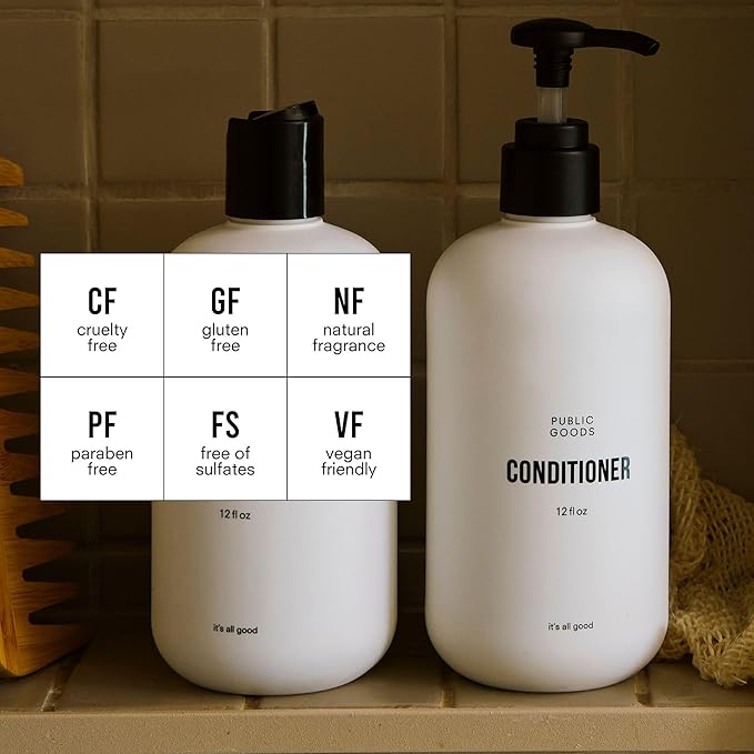 Public Goods Conditioner for Women & Men | Natural Conditioner to Protect & Moisturize Dry Hair | Made with Organic Essential Oils | Sulfate & Paraben Free | Vegan Friendly | 12 Fl Oz Bottle