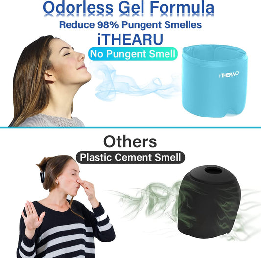 iTHERAU Migraine Relief Cap, Soothing Headache Hat, Gel Ice Pack Head Wrap with Hot and Cold Therapy, Headache Relief Cap for Sinus, Puffy Eyes, Tension and Stress Relief Blue