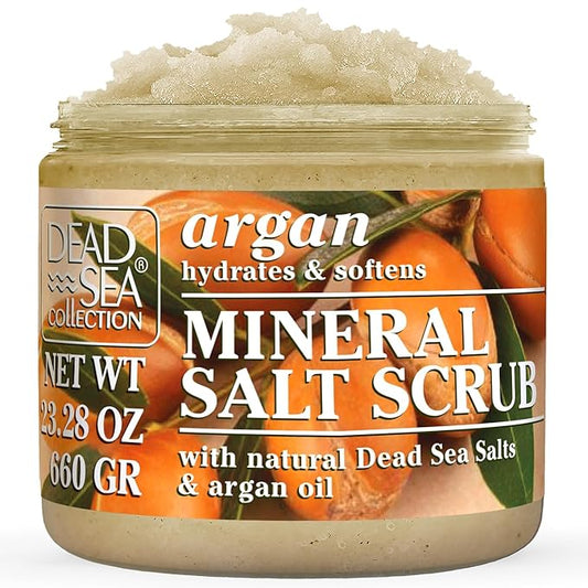 Dead Sea Collection Argan Salt Scrub – Exfoliating Body Scrub for Women – Moisturizing and Nourishing Skin – with Pure Oils and Dead Sea Minerals (23.28 Oz)