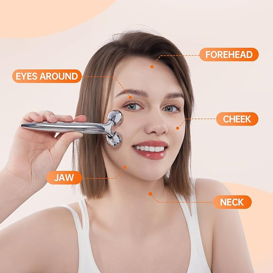 3D Gua Sha Facial Tools Metal Face Roller Stainless Steel Gua Sha Set Cooling Massage Tools for Reduce Puffiness, Firm Skin, Anti-Aging Care - Daily Facial Sculpting Gift for Women