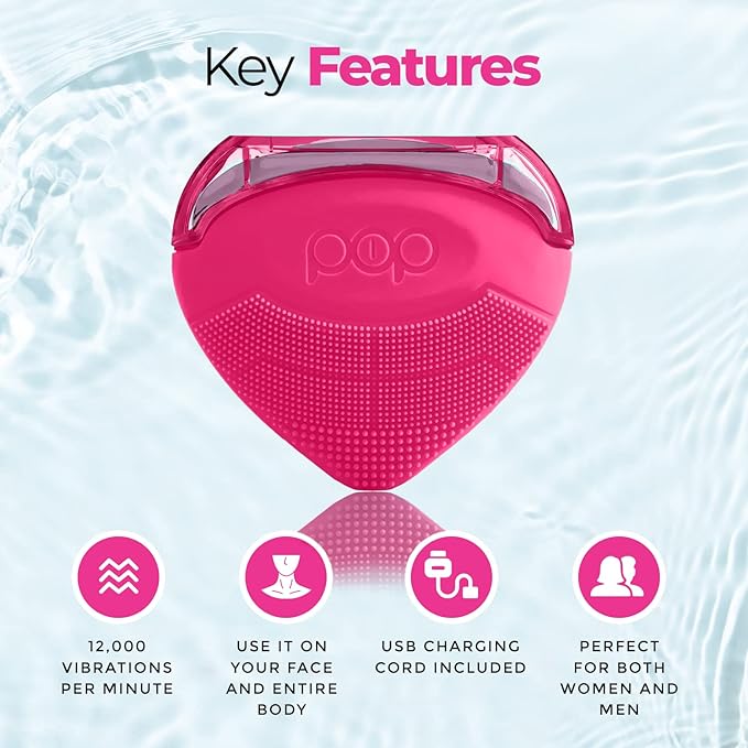 Pop Sonic Strawberry 3 in 1 Skin Exfoliating Cleanser Clean Massage Exfoliate - Pink