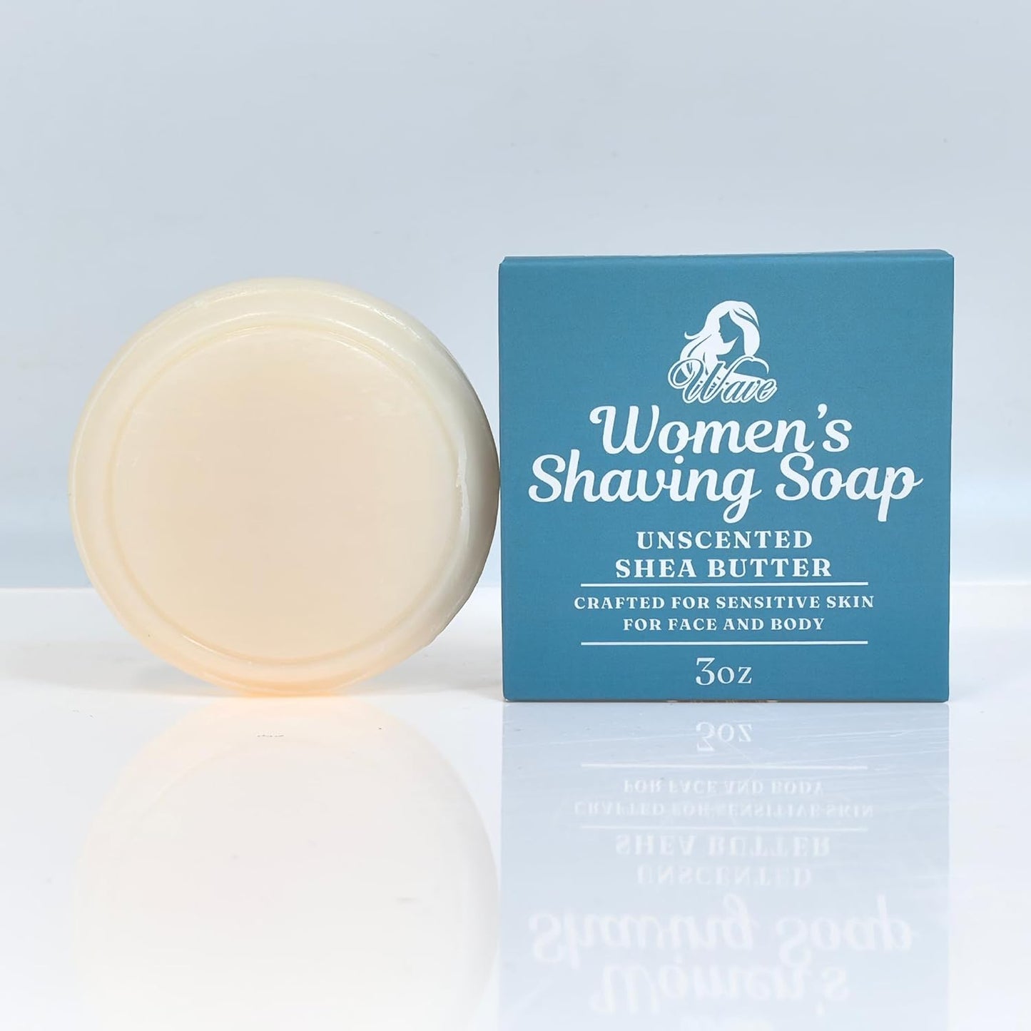 All Natural Shave Soap Set, Fragrance Free Shaving Soap with Shea Butter for Sensitive Skin (3 Pack) (Pack of 3, Womens Unscented)