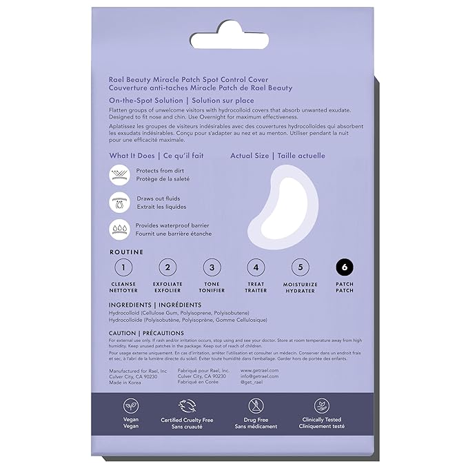 Rael Pimple Patches, Miracle Spot Control Cover - Hydrocolloid Acne Patch, Strips for Zits and Blemish, Korean Skin Care, Vegan, Cruelty Free (20 Count)