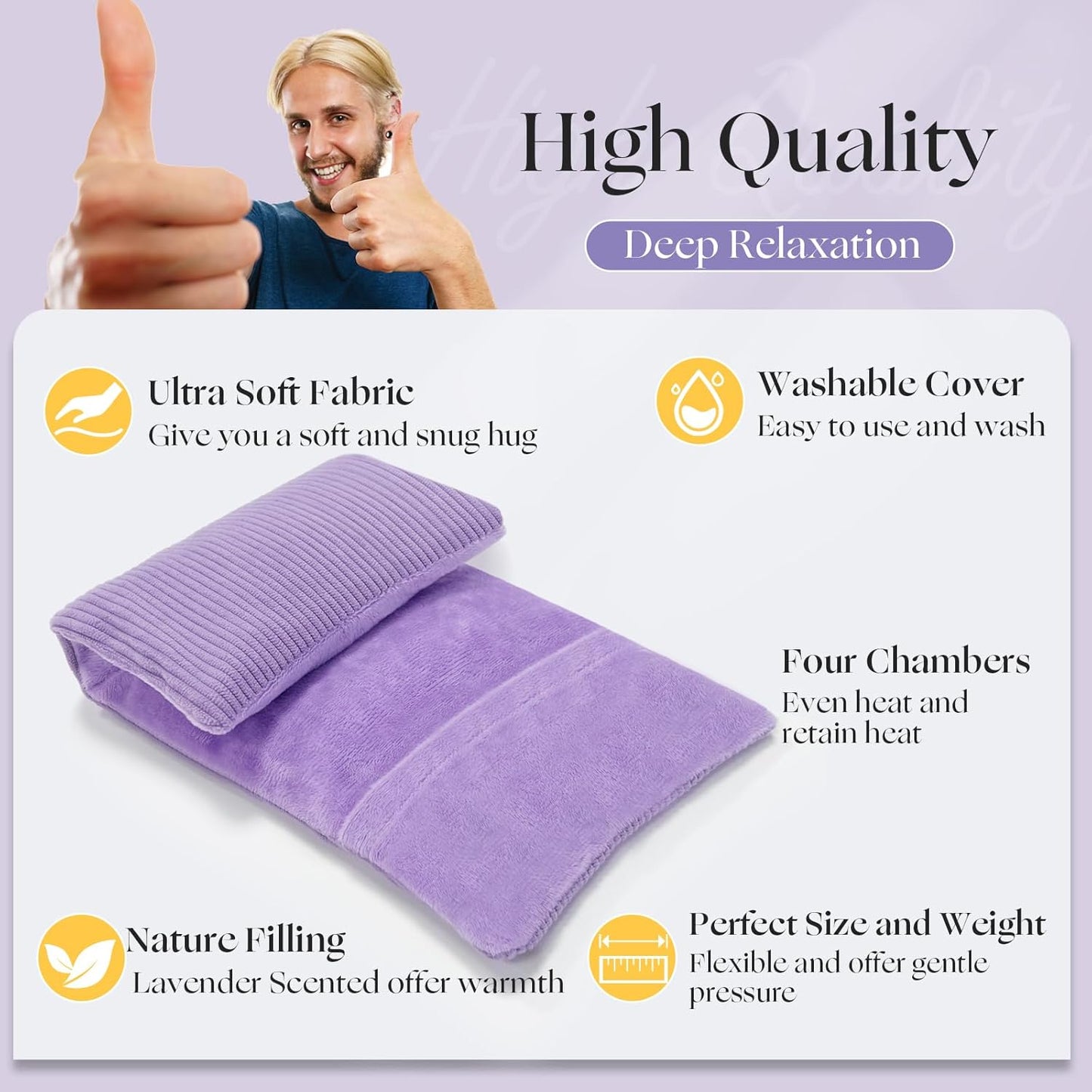 Microwavable Heating Pad with Washable Cover 13x7 Inch Flaxseed Microwave Hot Pack, Lavender Scent, Moist Warm Compress for Relaxation, Non-Electric & Portable