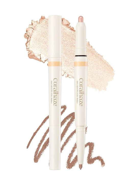 CORALHAZE Idol AEGYO-SAL Maker 01 Champagne Beige, 2-in-1 Under-Eye Highlighter and Contour Liner for Bright, Voluminous Eyes, Long-Lasting, Smudge-Proof Shimmer Stick with Natural Glow, Korean Beauty