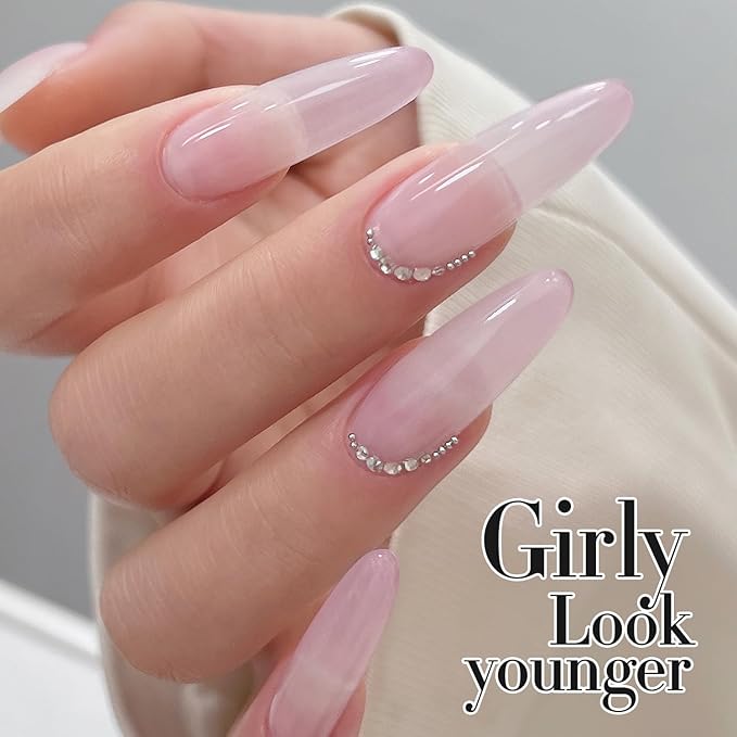 Double Rhythm Gel Polish Translucent Sheer Neutral Natural Light Milky Same Color Same Bottle 15ML Jelly Polish Art DIY at Home (Light Pink-A1381)