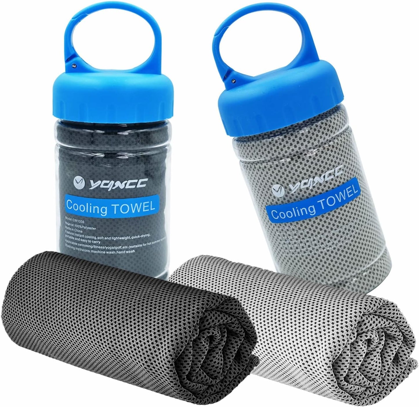 YQXCC Cooling Towel | 2 Pack 47"x12" | Ice Cool for Neck | Soft Breathable Microfiber Chilly | for Yoga, Golf, Gym, Camping, Running, Workout & More Activities