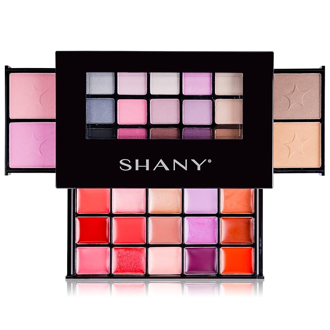 SHANY Fierce & Flawless All-in-One Makeup Set Compact with Mirror, 15 Eye Shadows, 2 Bronzers, 2 Blushes and 15 Lip/Eye Glosses, Makeup Applicators, Premium Giftable Packaging