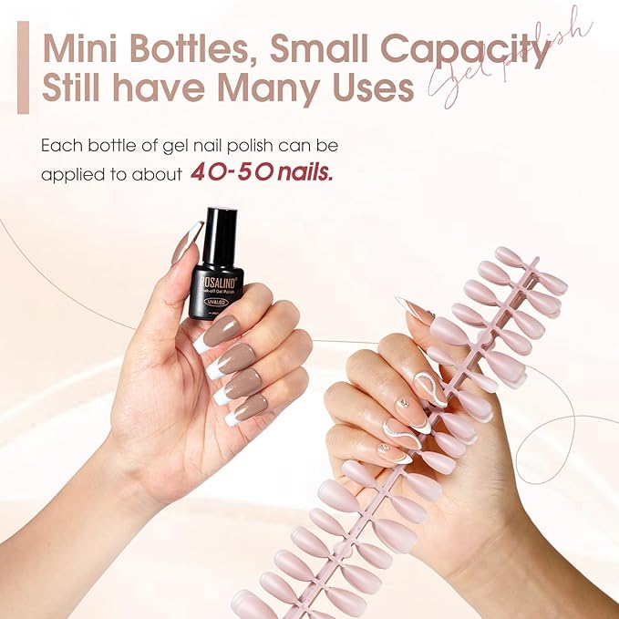 ROSALIND Nude Brown Gel Nail Polish Set, 8 Colors White Nude Brown Gel Polish, Beige Tan Caramel Coffee Gel Polish Collection Nail Art Gift DIY at Home