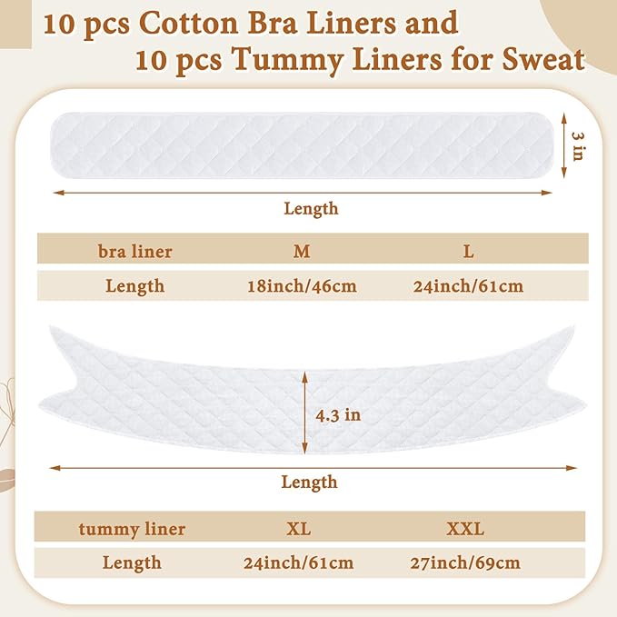 Cotton Tummy Liners and Bra Liners Set for Sweat Rash Skin Folds Plus Size Women Sweating Supplies