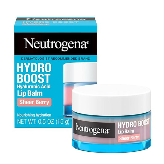 Neutrogena Hydro Boost Hyaluronic Acid Lip Balm, Nourishing Vitamin E Leaves Lips Feeling Hydrated, Sheer Pink Tinted Color with a Sweet Berry Flavor, Sheer Berry, 0.5 oz