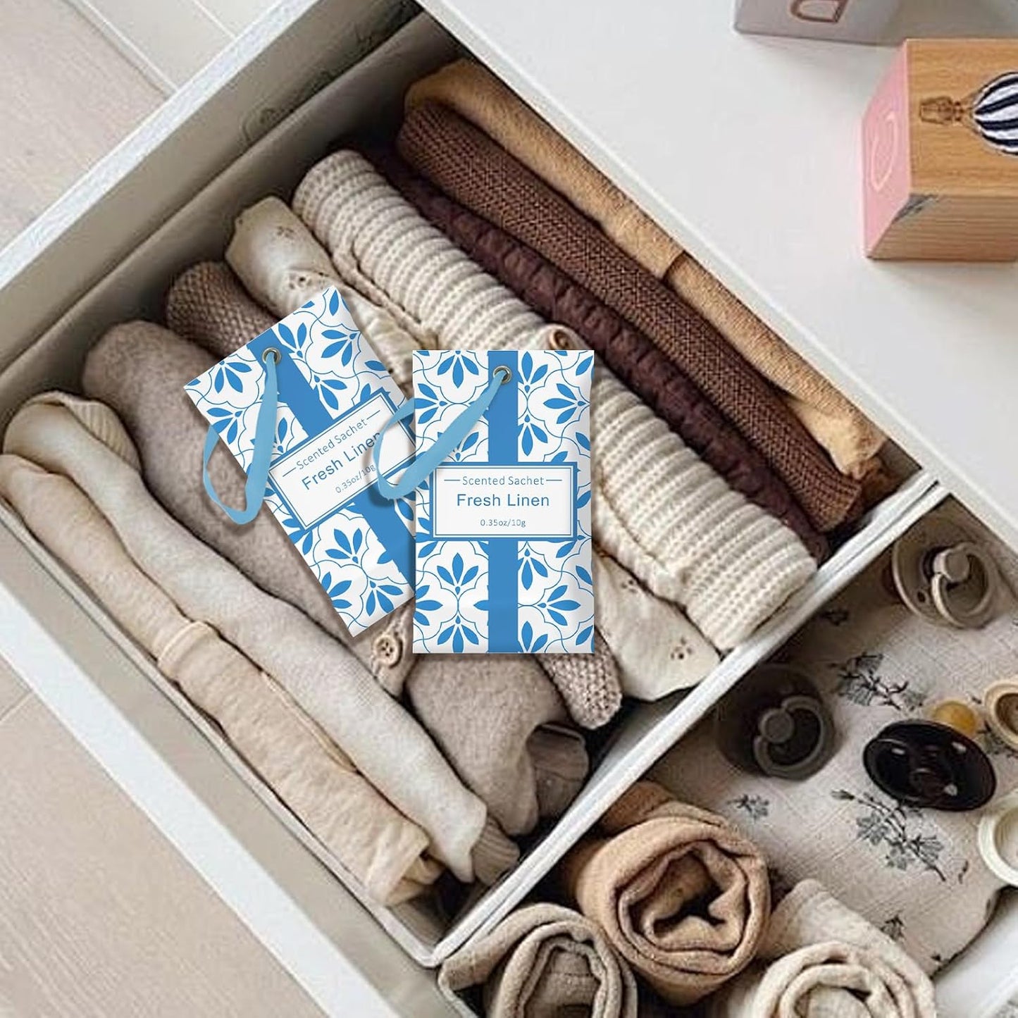 SCENTORINI Linen Scented Sachets for Drawers and Closets, 14 Packs, Long-Lasting Sachets Bags Wardrobe Freshener, for Drawers, Closets, Cars