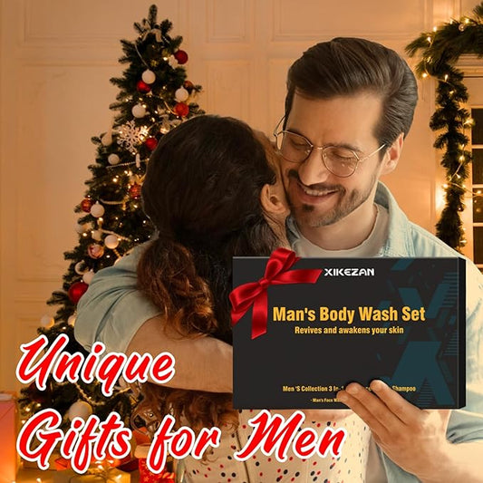 Gifts for Men,Mens Body Wash Gift Set Cleansing & Hydrating Skin w/Face Wash,Deodorant,Sandalwood & Cologne 3 in 1 Hair,Face & Body Wash,Mens Stocking Stuffers Christmas Gifts for Men Him Dad Husband