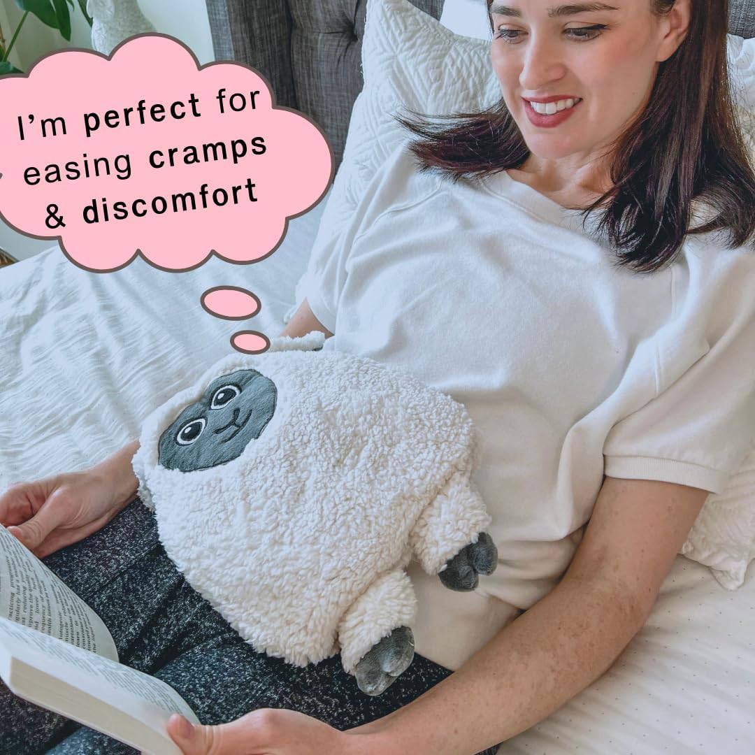 Microwave Heating Pad for Pain Relief - Cozy Sheep Microwavable Heating Pad Stuffed Animal for Cramps, Back Pain, Neck Shoulder, Muscles, Knee, Joints, Natural Heat Pack Moist Heat Gifts for Women