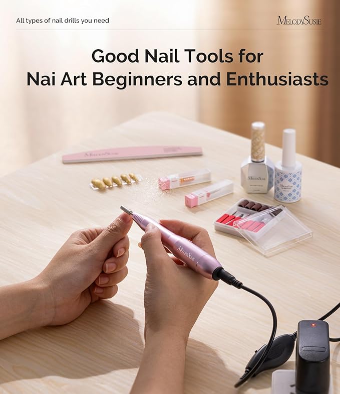 MelodySusie Portable Electric Nail Drill,PC120B Compact Efile Electrical Professional Nail File Kit for Acrylic, Gel Nails, Manicure Pedicure Polishing Shape Tools Design for Home Salon Use, Purple