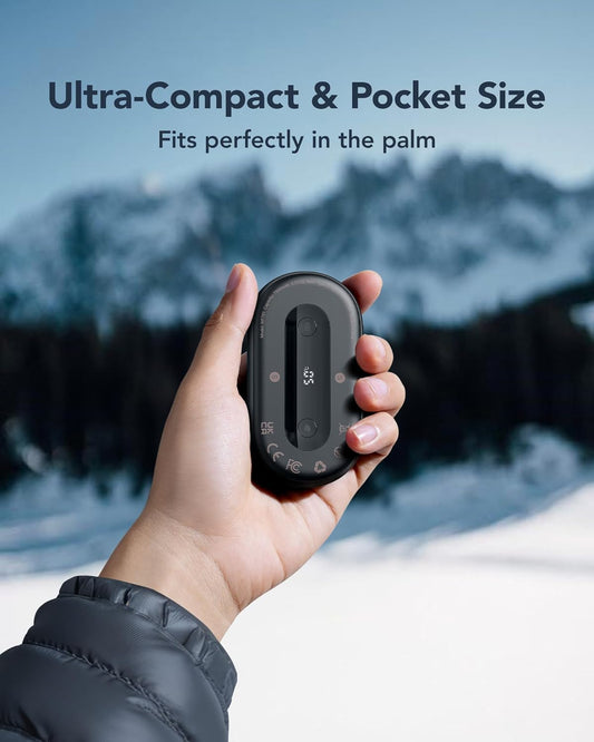 Hand Warmers Rechargeable 2 Pack, Magnetic Alloy Handwarmer 7000 mAh Reusable, Instant Heating UP to 131°F, 15 Hours Long Lasting Palm Pocket Heater, Gifts Packing for Christmas,Hunting,Camping,Golf