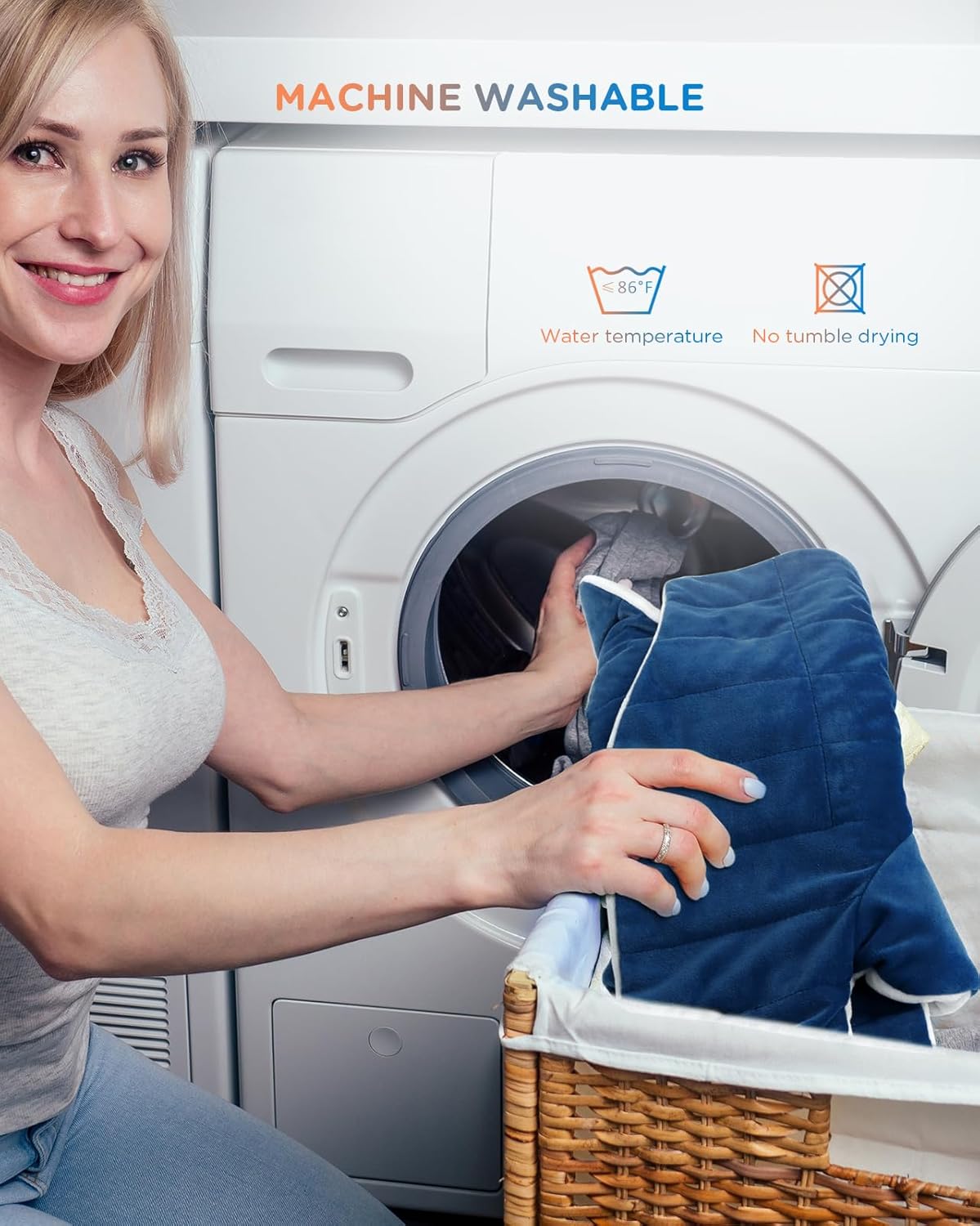 Comfytemp Heating Pad for Neck and Shoulders and Back, Weighted Electric Heat Pad for Pain Relief, 2.6lb Large Heated Wrap, 9 Heat Levels, 11 Auto-Off, Gifts for Women Men, Dark Blue