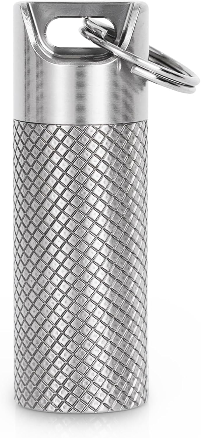 100% Waterproof Titanium Pill Box Keychain - TSA Approved, Strong and Heat Resistant, Travel Friendly | Fashion Necklace Design, Ultra Light and Compact with Extra Sealing Ring