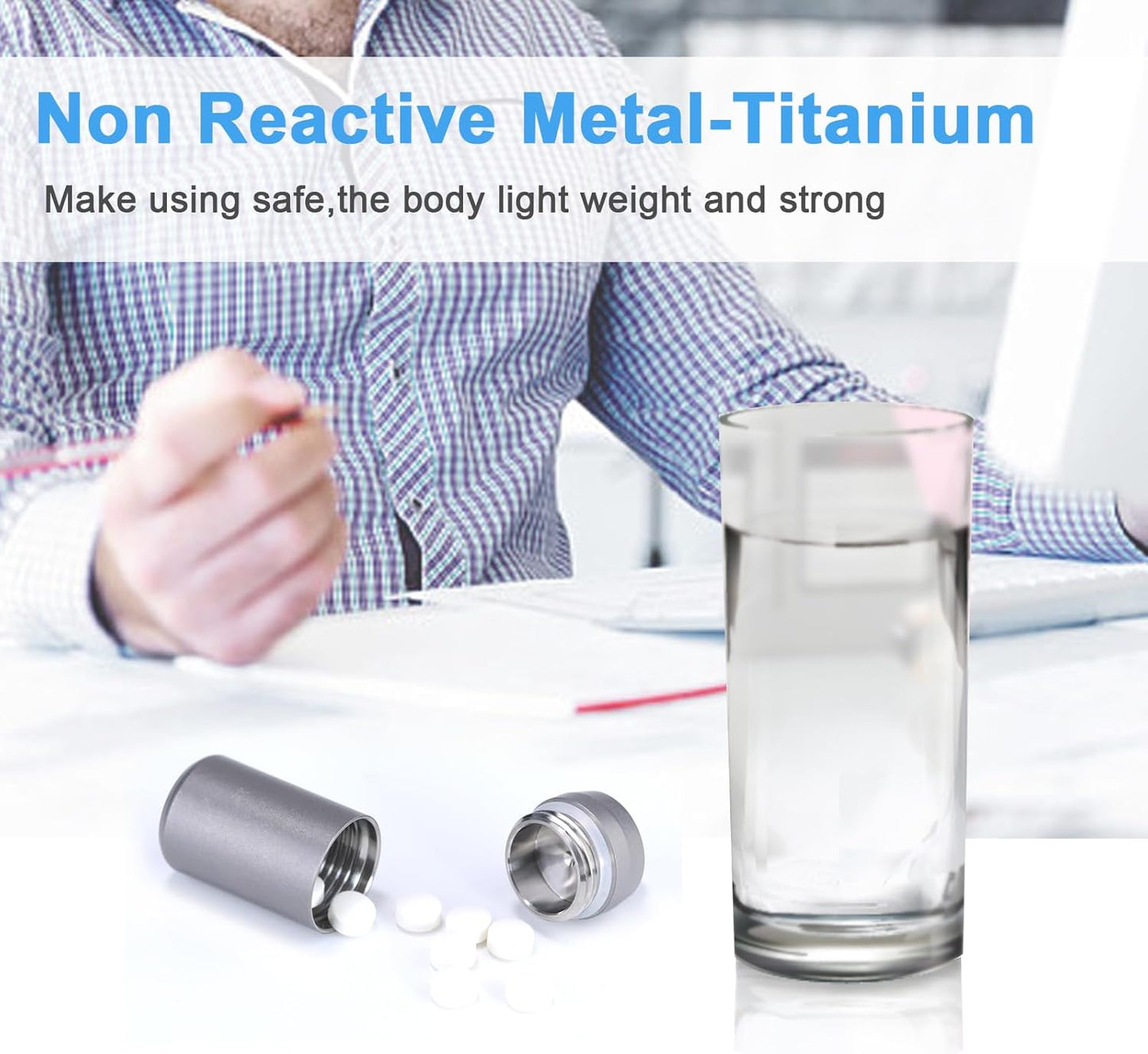 SHD Pill Holder Keychain,Titanium Waterproof Mini Pill Case Container,Portable Small Pill Box for Outdoor Travel Camping