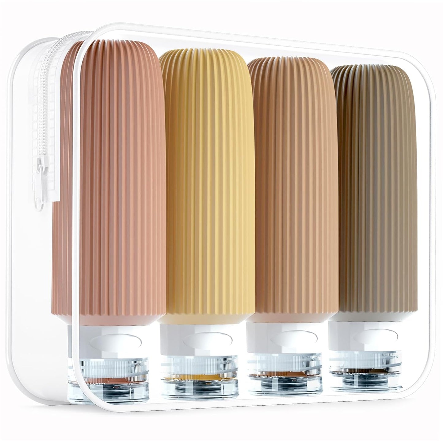 Travel Bottles for Toiletries, Large 6oz Travel Size Containers, BPA Free Leak Proof Tubs Refillable Liquid Accessories with Toiletry Bag for Cometic Shampoo and Lotion Soap (4 Pack)