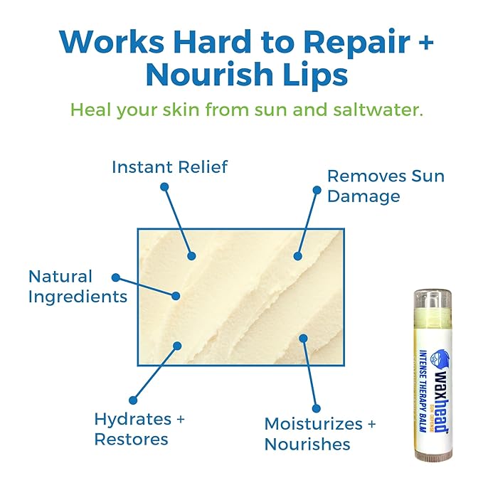 Waxhead Organic Lip Balm Vanilla - Sunburn Relief, Lip Moisturizer for Very Dry Lips, Lip Therapy, Lip Repair for Dry Cracked Lips, Healing Lip Balm for Severely Chapped Lips (4 pack)