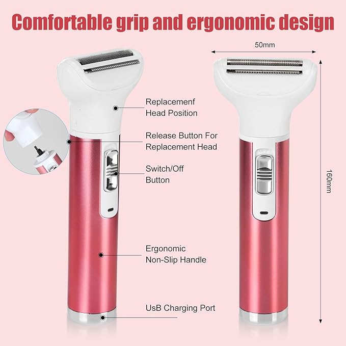 Women Face Epilator, 5-in-1 depiladora, Facial Hair Removal for Women, Facial epilator, Hair Removal Device, 5 Attachments for Eyebrows, Nose, Body