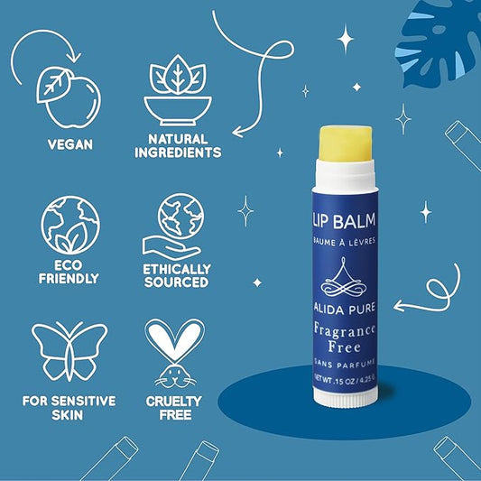 Fragrance Free Bulk Lip Balm Collection, Unscented Vegan Lip Balm, Bees Wax Free, Coconut Oil Free, Avocado Oil, Organic Jojoba Oil, Vitamin E, For Dry, Chapped, or Cracked Lips, 50 Tubes