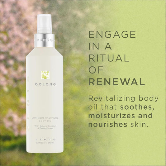 Zents Luminous Cashmere Body Oil (Anjou Fragrance) | Moisturizing Body Oil with Vitamin E & Organic Coconut Oil | Softens & Smooths Skin | 8 fl oz