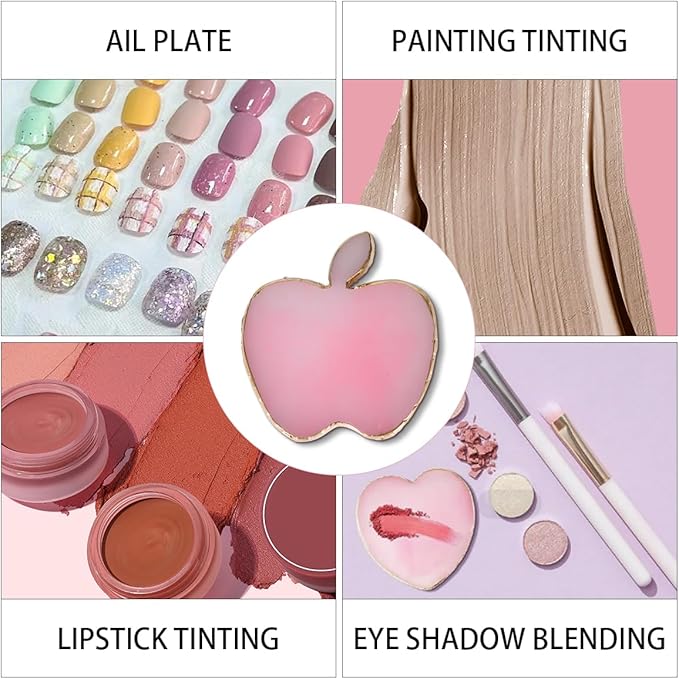 Nail Polish Palette, 2Pcs Resin Nail Art Palette, Nail Painting Mixed Color Palettes, Gold Edge Makeup Mixing Tray, Nail Supplies For Nail Techs, Nail Art Display Board(Apples)