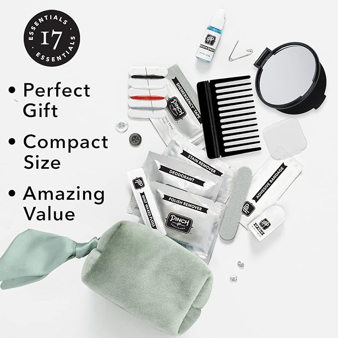 Pinch Provisions Velvet Minimergency Kit, for Her, Includes 17 Must-Have Emergency Essential Items, Compact, Multi-Functional Pouch, Gift for Parties and Birthdays
