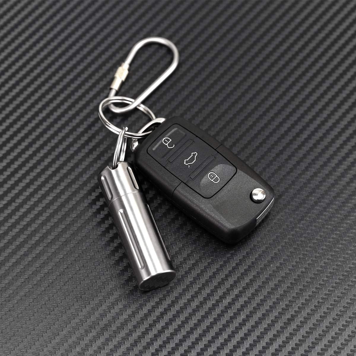 SHD Pill Holder Keychain,Titanium Waterproof Single Pill Box Container,Portable Small Pill Case for Outdoor Travel Camping