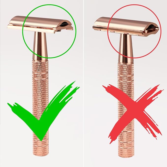 Matte Rose Gold Safety Razor, Single Blade Razors for Women, Reusable Metal Razor, with 10 Stainless Steel Double Edge Blades, Eco-friendly, Smooth & Close Shave, Plastic Free