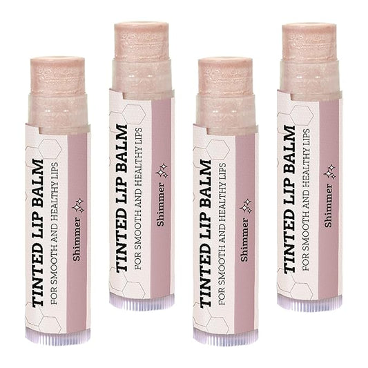 Tinted Lip Balm by Earth’s Daughter – 4 Pack of Shimmer Tint – Beeswax, Coconut Oil, Cocoa Butter, Vitamin E – Moisturize and Beautify – Paraben Free
