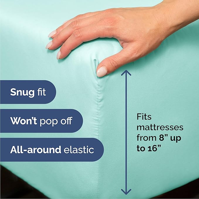 Cal King Size 4 Piece Sheet Set - Comfy Breathable & Cooling Bed Sheets Set - Hotel Luxury Bedding for Women, Men, Kids, Teens, Boys & Girls - Deep Pockets, Soft, Wrinkle Free - Oeko-Tex - Spa Blue