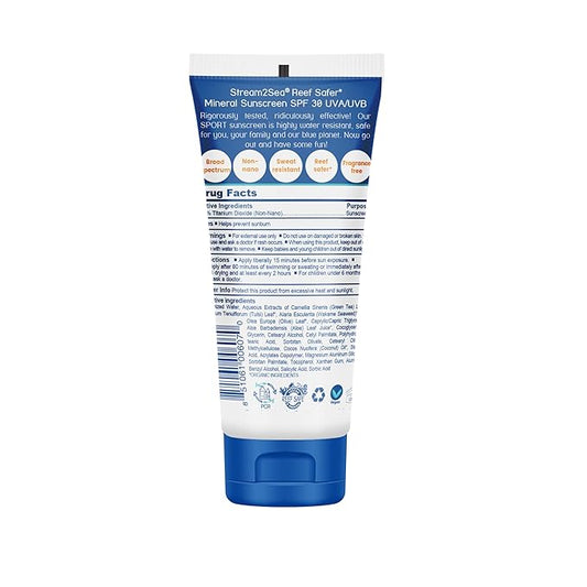 STREAM 2 SEA SPF 30 Biodegradable Mineral Sunscreen, 3 Fl oz Non-Greasy and Moisturizing Reef Safe Sunscreen For Face Protection and Body Against UVA and UVB